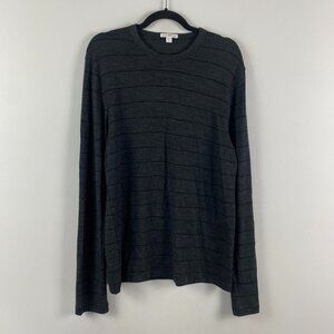 James Perse Crew Neck Sweater Mens 2 Wool Gray Stripe Pullover